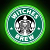 Vibrant RGB neon sign with a witches' brew design featuring green accents.