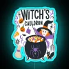 Witches' cauldron neon sign with colorful glowing potion