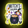 Witches' Cauldron Neon Sign with Glowing Yellow Accents