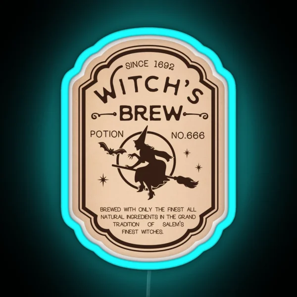 Witchs Brew Potion Vintage Label RGB Neon Sign