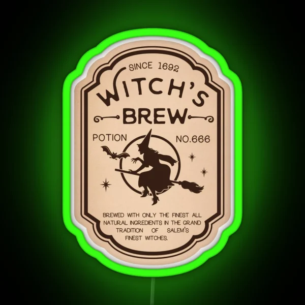 Witchs Brew Potion Vintage Label RGB Neon Sign