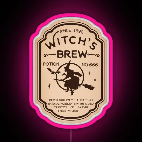 Witchs Brew Potion Vintage Label RGB Neon Sign
