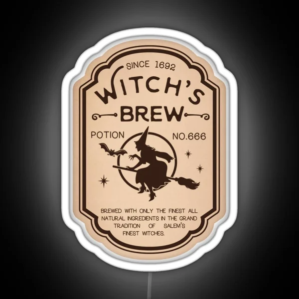 Witchs Brew Potion Vintage Label RGB Neon Sign