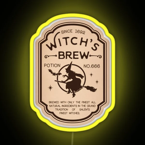 Witchs Brew Potion Vintage Label RGB Neon Sign