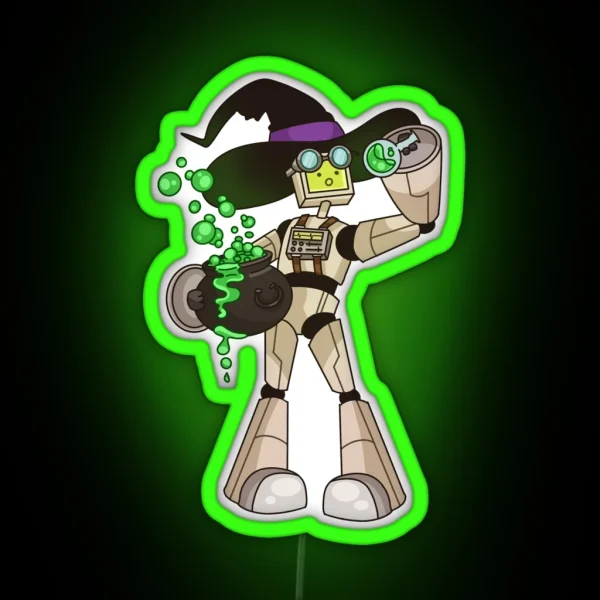 Witchy Bot Autumnal Robot Series RGB Neon Sign