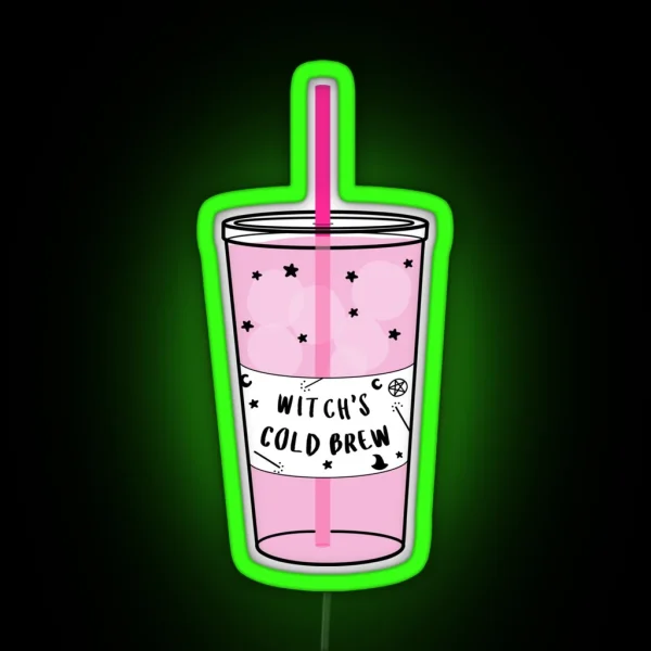 Witchy Cold Brew Coffee RGB Neon Sign