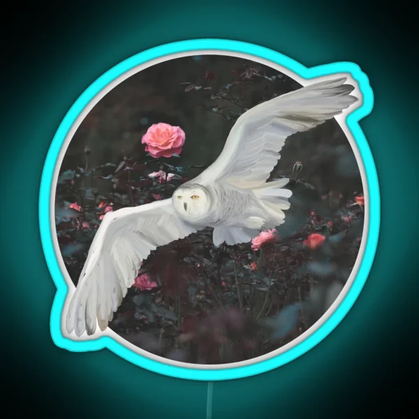 Witchy Mystical Barn Owl And Roses RGB Neon Sign