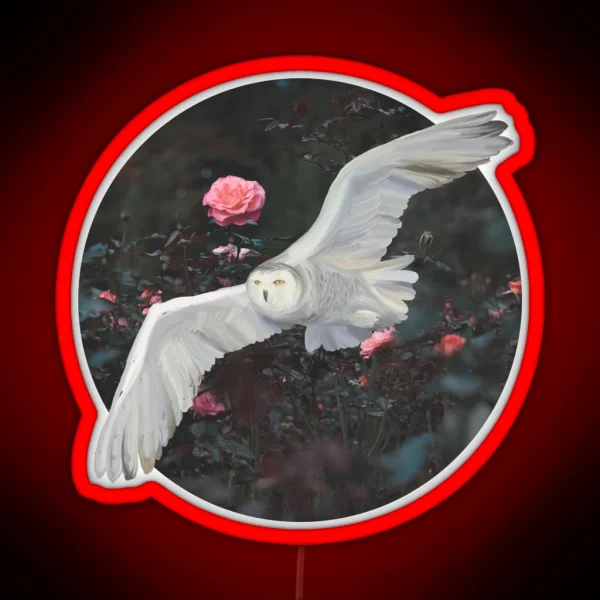 Witchy Mystical Barn Owl And Roses RGB Neon Sign