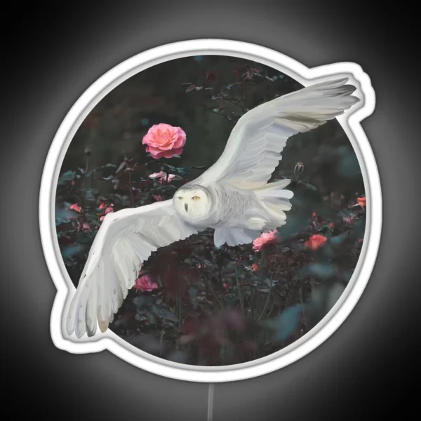 Witchy Mystical Barn Owl And Roses RGB Neon Sign