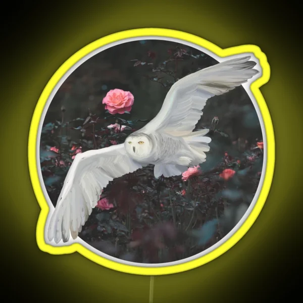 Witchy Mystical Barn Owl And Roses RGB Neon Sign