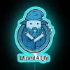 Neon sign reading 'Wizard 4 Life' in RGB colors with blue hues.