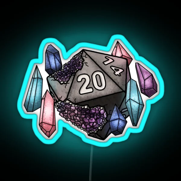 Wizard Class D20 SERIES 2 Tabletop Gaming Dice RGB Neon Sign