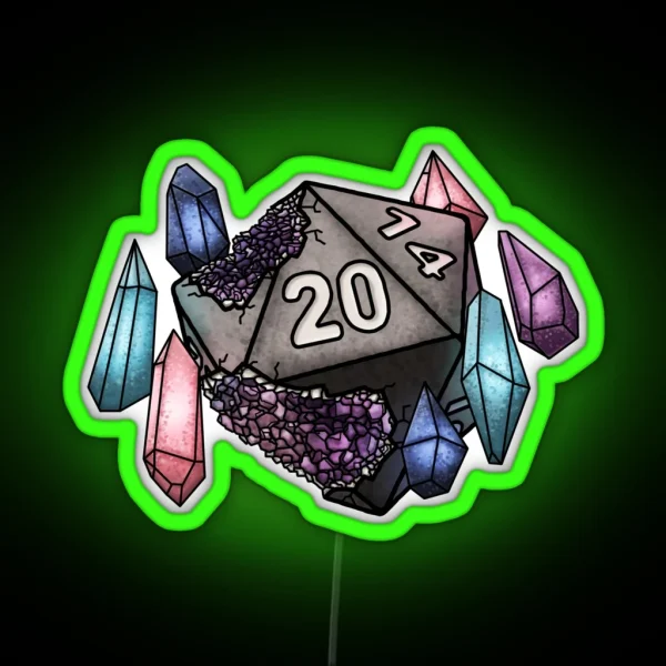 Wizard Class D20 SERIES 2 Tabletop Gaming Dice RGB Neon Sign