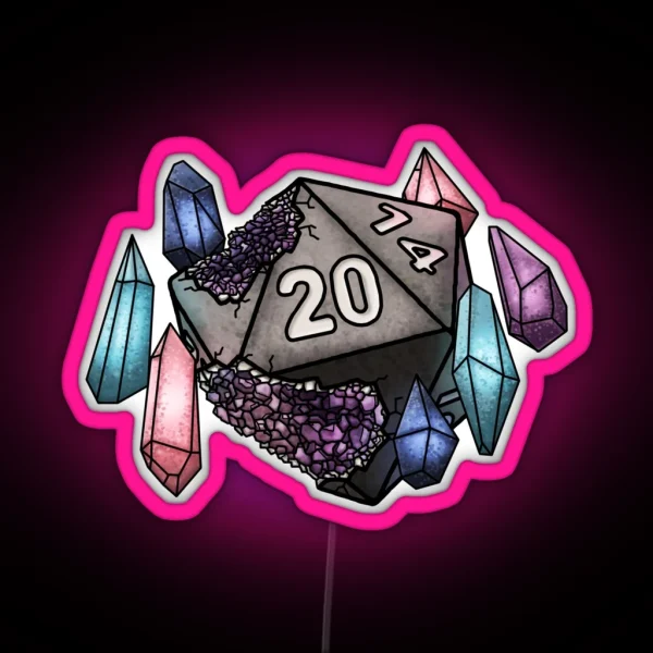 Wizard Class D20 SERIES 2 Tabletop Gaming Dice RGB Neon Sign