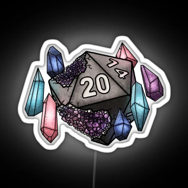 Wizard Class D20 SERIES 2 Tabletop Gaming Dice RGB Neon Sign