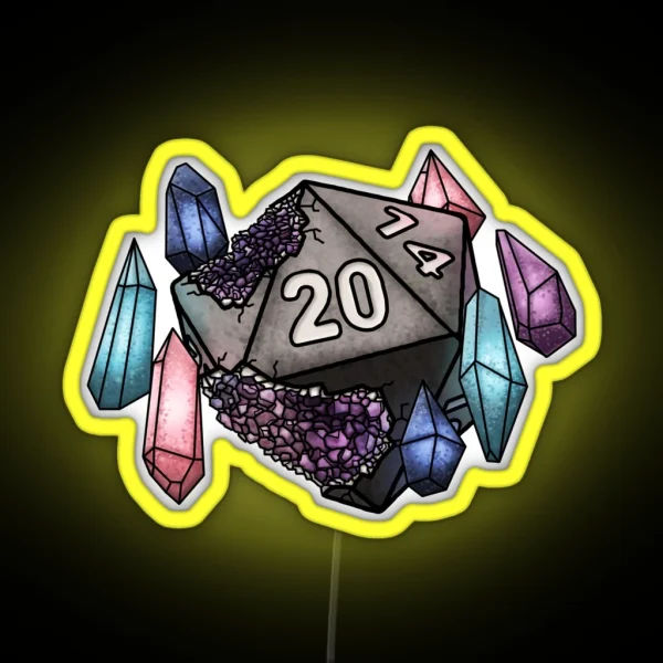 Wizard Class D20 SERIES 2 Tabletop Gaming Dice RGB Neon Sign
