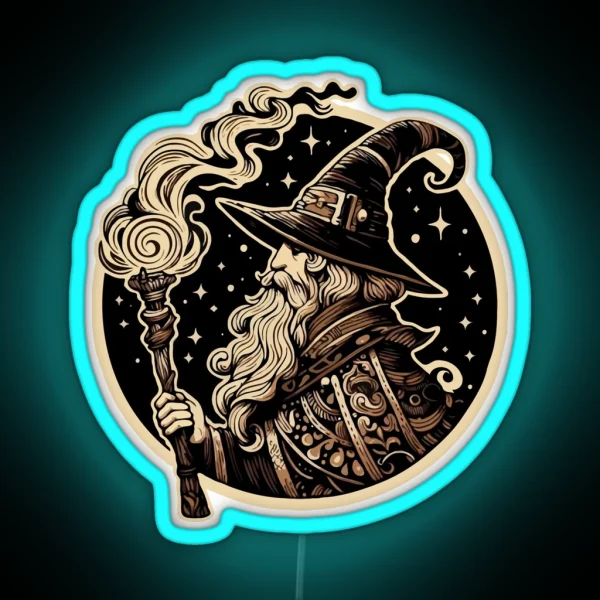 Wizard Flaming Torch RGB Neon Sign