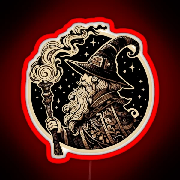 Wizard Flaming Torch RGB Neon Sign