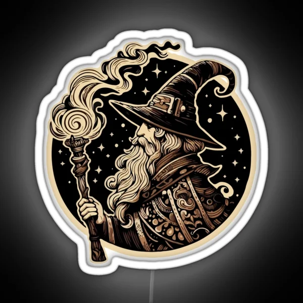 Wizard Flaming Torch RGB Neon Sign