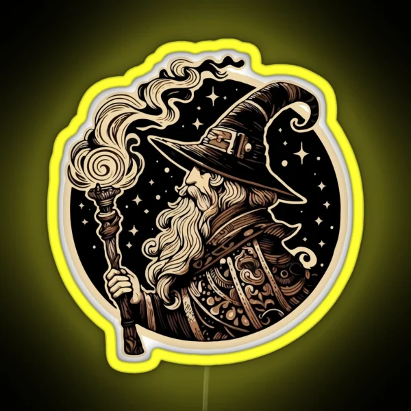 Wizard Flaming Torch RGB Neon Sign