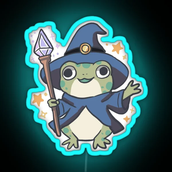 Wizard Frog Illustration RGB Neon Sign