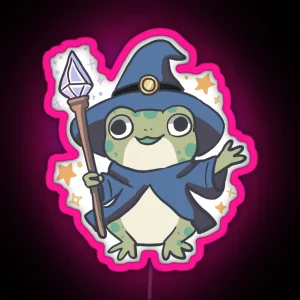 Wizard Frog Illustration RGB Neon Sign