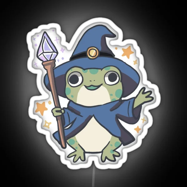 Wizard Frog Illustration RGB Neon Sign