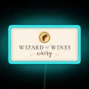 RGB Neon Wine Label Sign with Wizard of Wines Logo in Blue