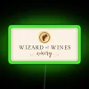 Wizard of Wines wine label with neon green glow in a futuristic, high-tech style.