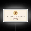 Wizard of Wines neon wine label sign with colorful RGB design
