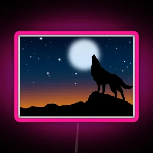 Wolf Scene RGB Neon Sign