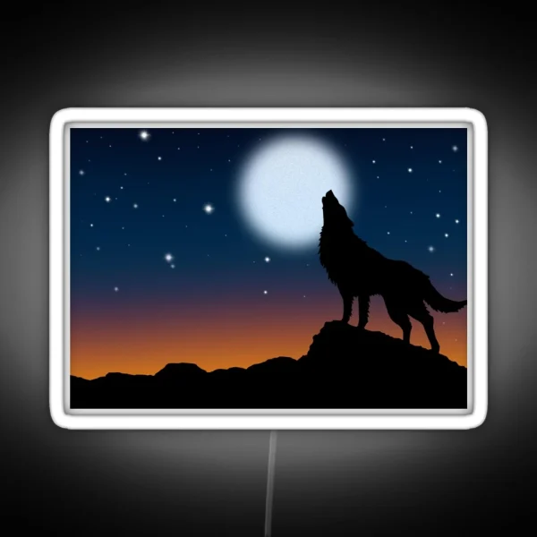 Wolf Scene RGB Neon Sign