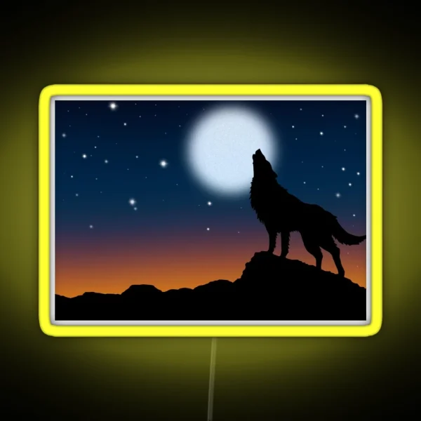 Wolf Scene RGB Neon Sign