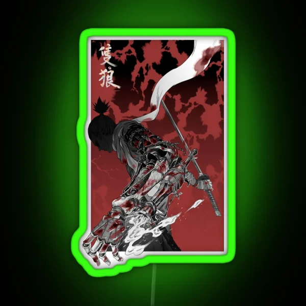 Wolf With Katana Sekiro RGB Neon Sign