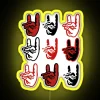 Neon yellow sign with wolf design giving off energetic vibes.