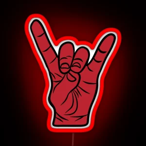 Wolfpack Red Hand Sign RGB Neon Sign