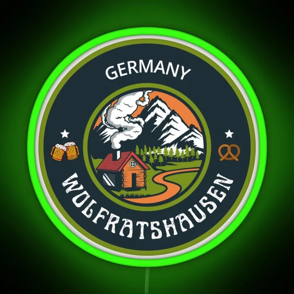 Wolfratshausen Germany Green Emblem RGB Neon Sign