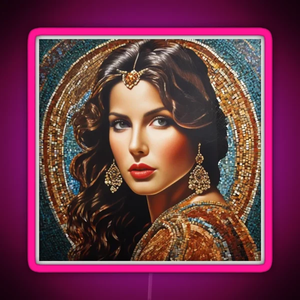 Woman Beauty Graphics Modern Flowers Literature RGB Neon Sign