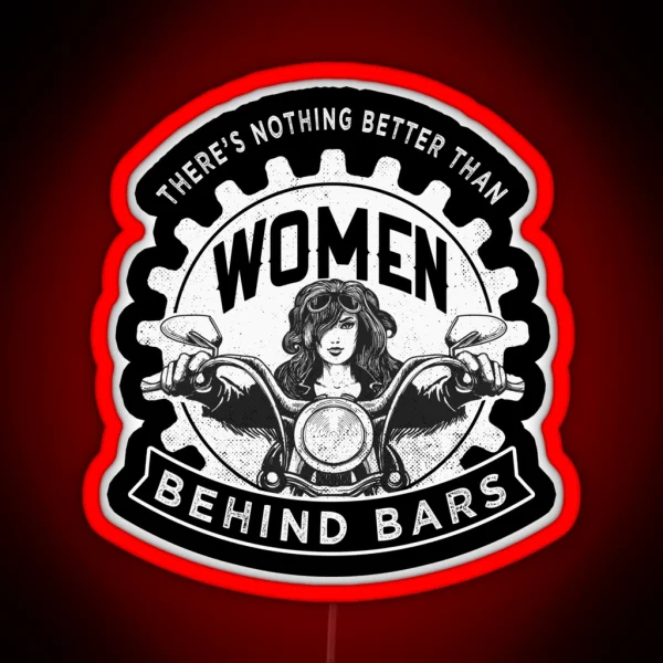 Woman Behind Bars Motorcycle Design RGB Neon Sign
