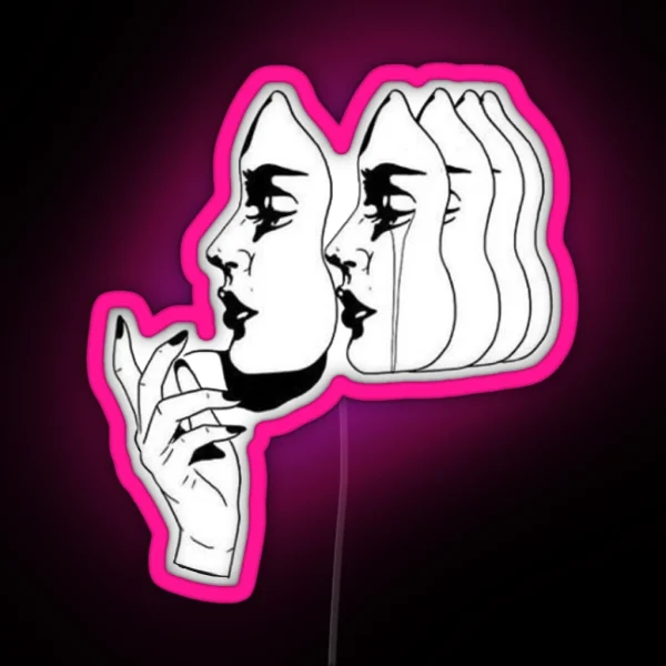 Woman Hiding Depression Design RGB Neon Sign