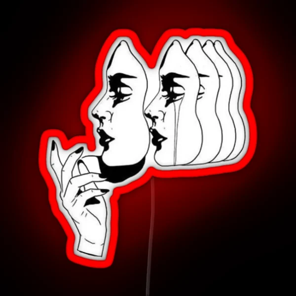 Woman Hiding Depression Design RGB Neon Sign