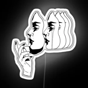 Woman Hiding Depression Design RGB Neon Sign