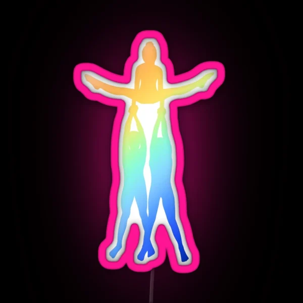 Women S Trio Doing Straddle On Double Support RGB Neon Sign
