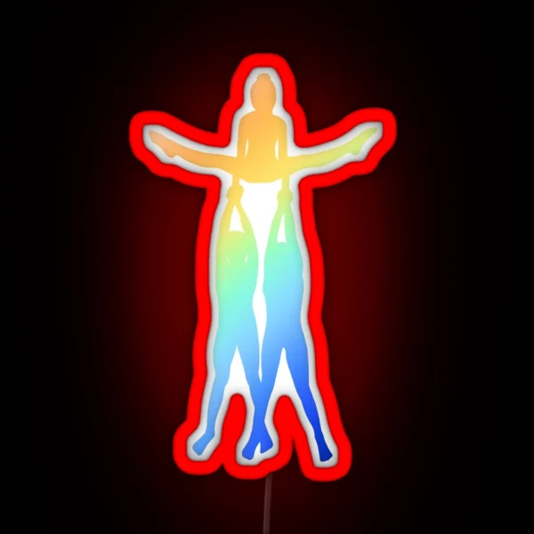 Women S Trio Doing Straddle On Double Support RGB Neon Sign