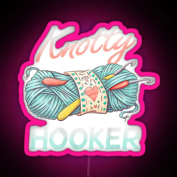 Womens Crocheting Hooks And Yarn Design RGB Neon Sign