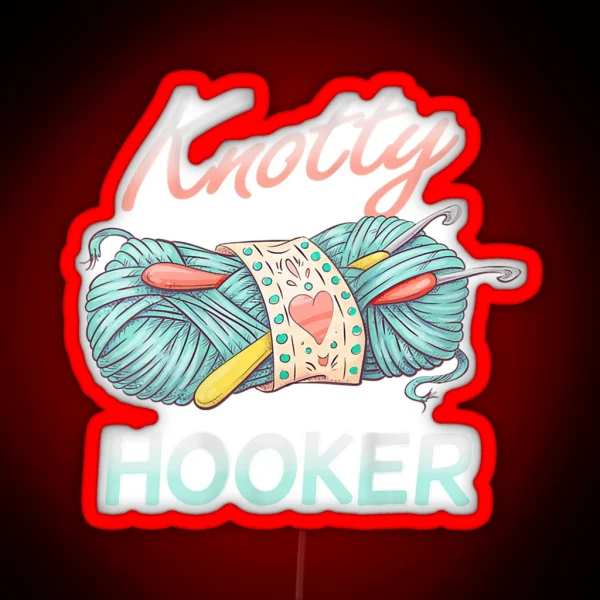 Womens Crocheting Hooks And Yarn Design RGB Neon Sign