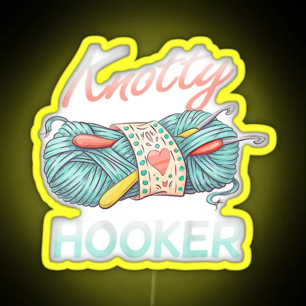 Womens Crocheting Hooks And Yarn Design RGB Neon Sign