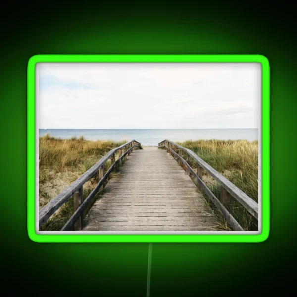 Wooden Ocean Bridge Beach Walkway RGB Neon Sign
