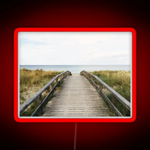 Wooden Ocean Bridge Beach Walkway RGB Neon Sign