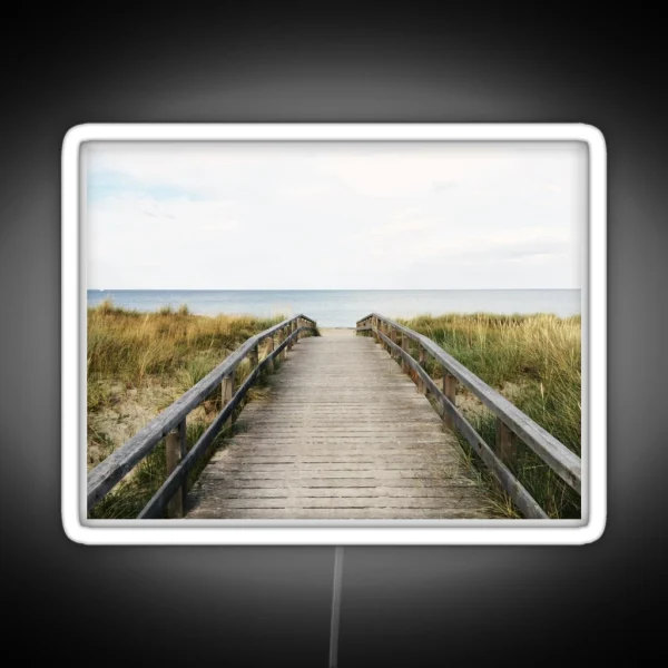 Wooden Ocean Bridge Beach Walkway RGB Neon Sign